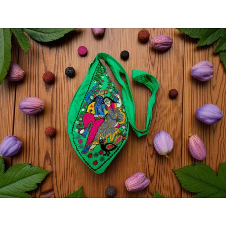 Handcrafted Devotional Bead Bag – Multi-Color Krishna Embroidery (ISKCON Mayapur)