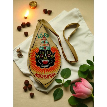 Lord Narasimha Embroidered Bead Bag