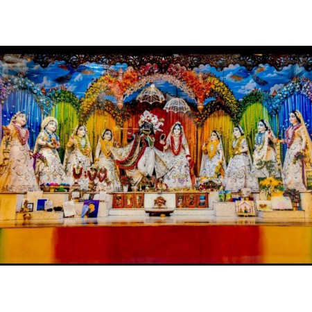 RADHA MADAV WITH ASHTASHA SAKHI WHITE DRESS LAMINATION 12*18 INCH