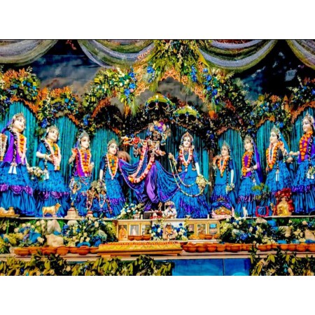 RADHA MADAV WITH ASHTASHA SAKHI BLUE DRESS LAMINATION 16*20 INCH