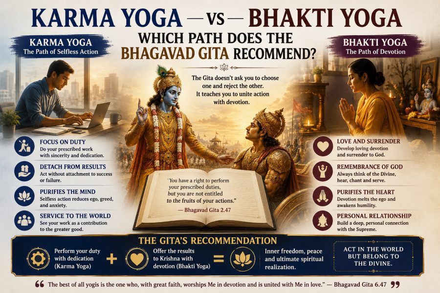 Karma Yoga vs Bhakti Yoga: Which Path Does the Bhagavad Gita Recommend?