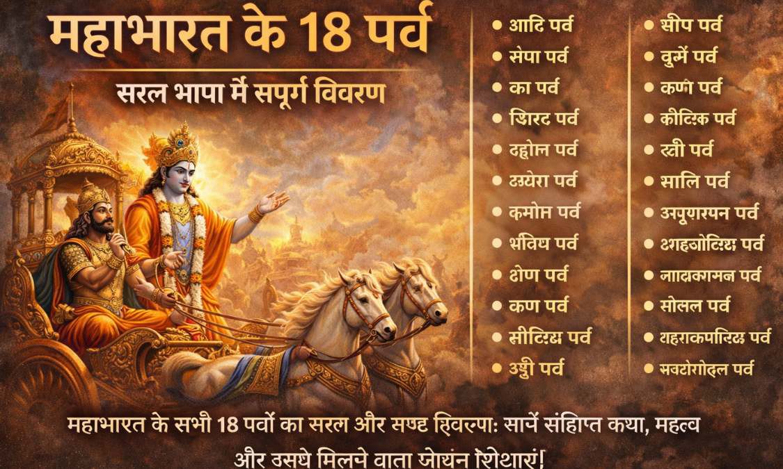 महाभारत के 18 पर्व: सरल भाषा में सम्पूर्ण विवरण महाभारत के 18 पर्व: सरल भाषा में सम्पूर्ण विवरण